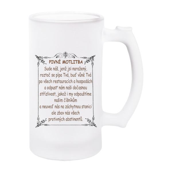 Polliter na pivo - matné sklo s potlačou Pivní motlitba