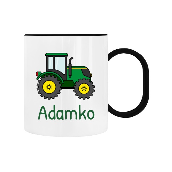 Detský hrnček plastový s potlačou Traktor s menom do škôlky